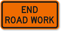 end road work sign