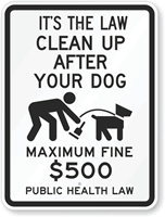 Public Health Law - Maximum Fine $500 Sign