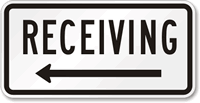 Receiving (arrow left) Parking Lot Sign