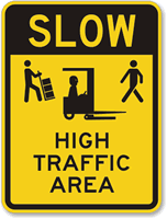 Slow High Traffic Area (with graphic) Traffic Sign