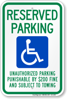 Tennessee Reserved Accessible Parking Sign