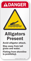 Alligators Present, Avoid Attack, Stay Away Sign