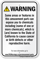 Amusement Park Exposure Prop 65 Sign