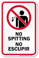 Bilingual No Spitting Sign (with Graphic)