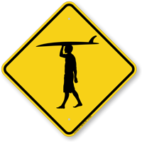 Boy Surfer Symbol Crossing Sign