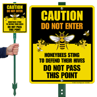 Caution Do Not Enter Honeybees at Work Sign