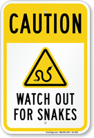 Caution Watch Out For Snakes Sign