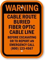Custom Warning Cable Route Buried Sign