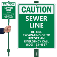 Custom Caution Sewer Line LawnBoss Sign