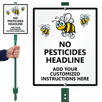 Customizable No Pesticides Sign With Bee Symbol