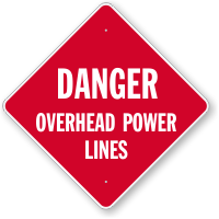 Overhead Power Lines Danger Sign