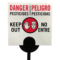 Danger Pesticides Keep Out Bilingual Lawn Sign