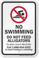 Do Not Feed Alligators No Swimming Sign