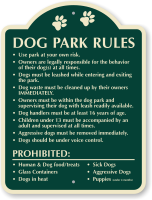 Dog Park Rules Signature Sign