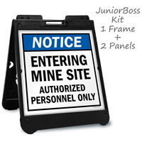 Entering Mine Site Portable Sidewalk Sign Kit