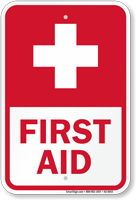 Red First Aid With Cross Symbol Sign