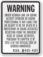Georgia Equine Liability Sign