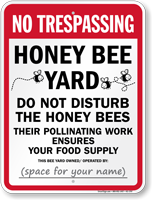 Honey Bee Yard Do Not Disturb Honeybees Sign