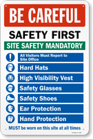 Jobsite Safety - Combined Be Careful Safety First Site Safe Mandatory