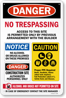 Jobsite Safety - Danger, No Trespassing Construction Site