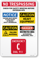 Jobsite Safety - No Trespassing, Check for Safety Briefing