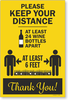Keep Your Distance At Least 24 Wine Bottles Apart Sign Panel