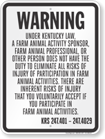 Kentucky Equine Liability Sign