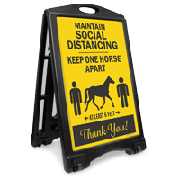 Maintain Social Distancing Keep 1 Horse Apart Sidewalk Sign