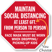 Maintain Social Distancing When Dropping Kids Sign