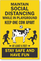 Maintain Social Distancing While In Playground Sign Panel