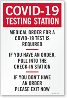 Medical Order for Test is Required Testing Site Sign