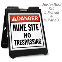 Mine Site No Trespassing Portable Sidewalk Sign Kit