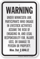 Minnesota Equine Liability Sign
