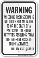 New Hampshire Equine Liability Sign