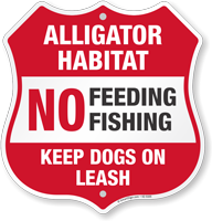 No Feeding Fishing Alligator Warning Shield Sign