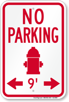 No Parking Around Fire Hydrant Sign