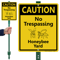 No Trespassing Honey Bee Yard Lawnboss Sign