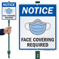 Notice Face Covering Required LawnBoss Sign & Stake Kit