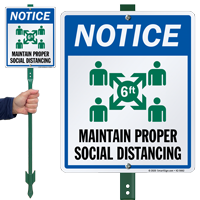 NOTICE: Maintian Proper Social Distancing LawnBoss Sign