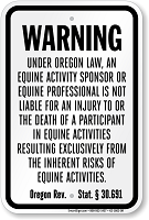 Oregon Equine Liability Sign