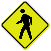 Pedestrian Crossing Symbol Fluorescent Diamond Grade School Sign