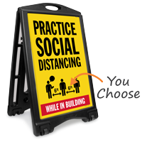 Practice Social Distancing While in Building BigBoss A-Frame Portable Sidewalk Sign