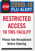 Restricted Access To This Facility Flu Alert Sign