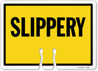 SLIPPERY Cone Top Warning Sign