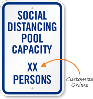 Social Distancing Pool Capacity Add Number of Persons Custom Social Distancing Pool Capacity Sign