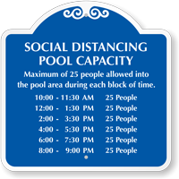 Social Distancing Pool Capacity Add Number of Persons and Time Blocks Custom Social Distancing Pool Capacity Sign
