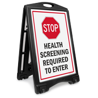 Stop Health Screening Required To Enter Sidewalk Sign