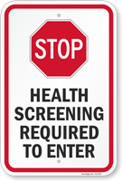 Stop Health Screening Required To Enter Sign