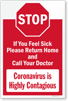 Stop If You Feel Sick Please Return Home Sign Panel