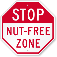 STOP Nut-Free Zone Peanut Allergy Sign